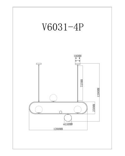 Подвесная люстра 120*45*45 см, G9 120 W, Moderli Miya V6031-4P Черный
