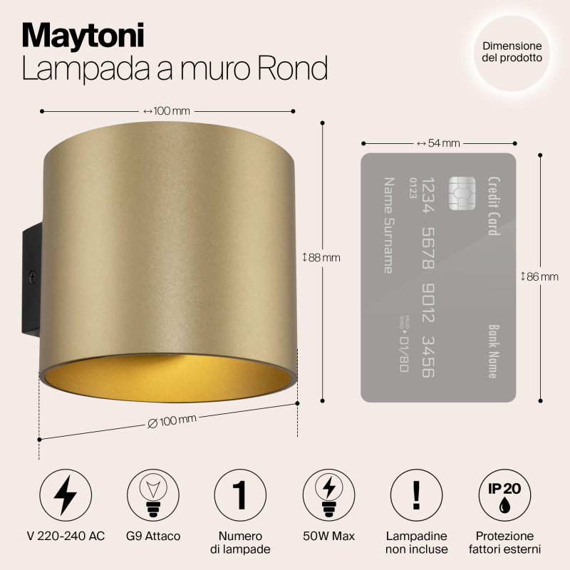 Настенный светильник Maytoni Rond C066WL-01MG, матовое золото