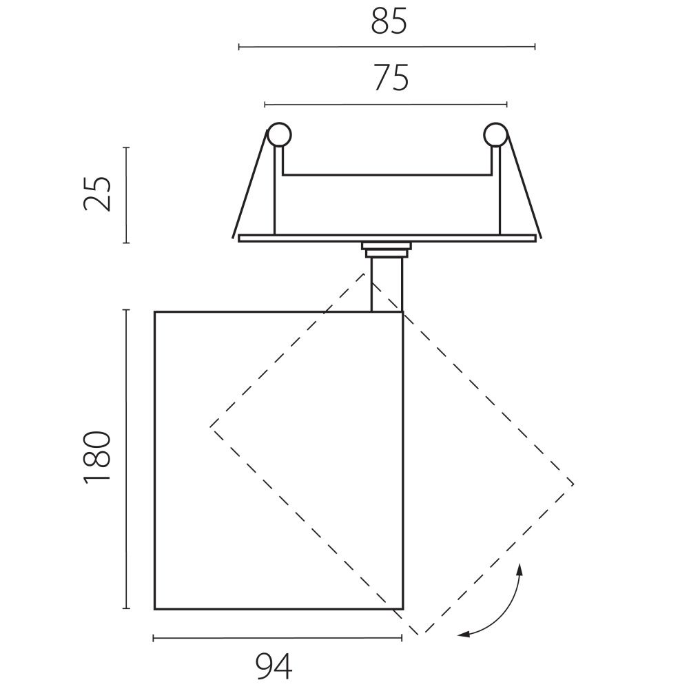 Светильник встраиваемый *9,4*18 см, *40W, 2700-4200-6000K, Lightstar Canno Pro C4406RS, Белый