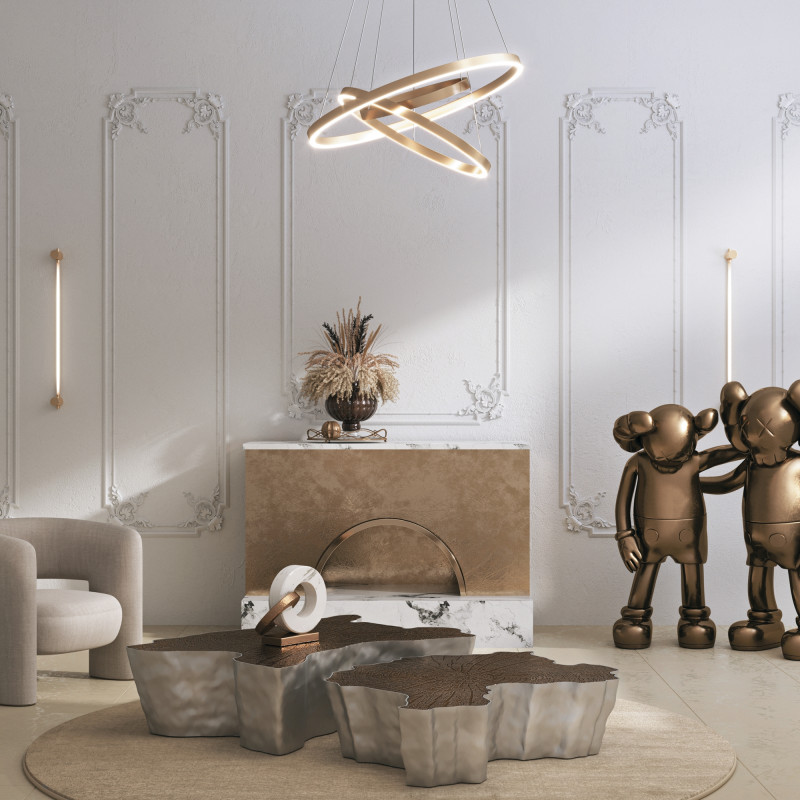 Подвесная люстра 80*80*134 см, LED, 83W, 3000К-4000К, Maytoni Rim MOD058PL-L74BK черный