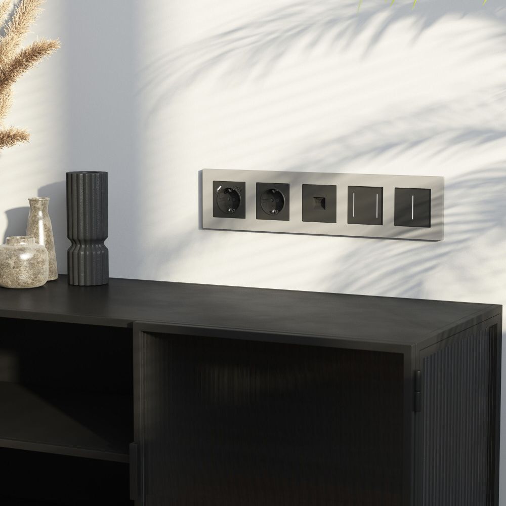 W0052917 Рамка на 5 постов Slab, дымчатый софт Werkel, 4690389218477