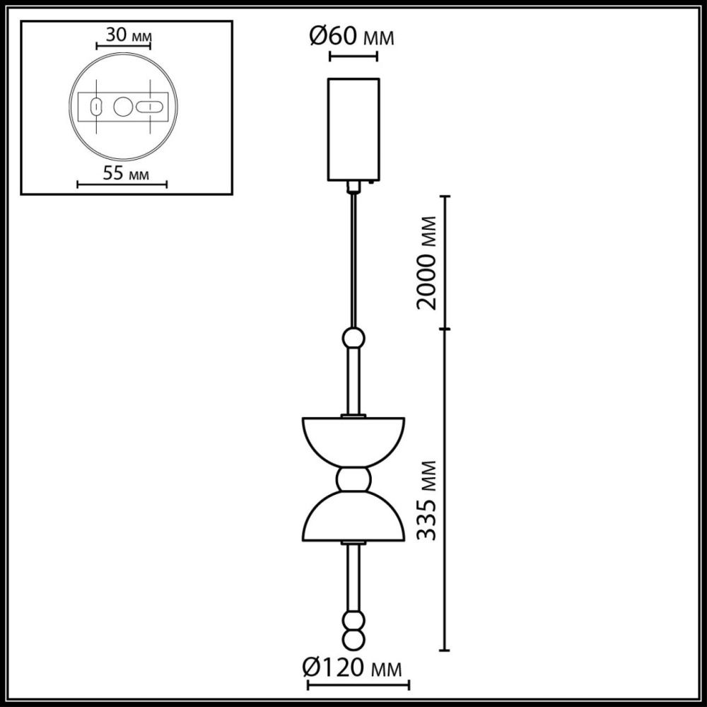 Подвесной светильник 12*15*238- см, 1*LED*7W, 3000K, Odeon Light Feliz 6685/7L, бронзовый