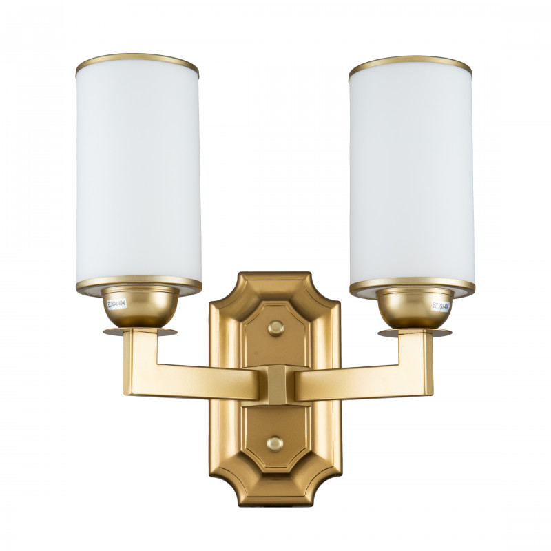 Бра Favourite Sollemnis 2621-2W, D160*W300*H350, латунь, плафоны из белого матового стекла