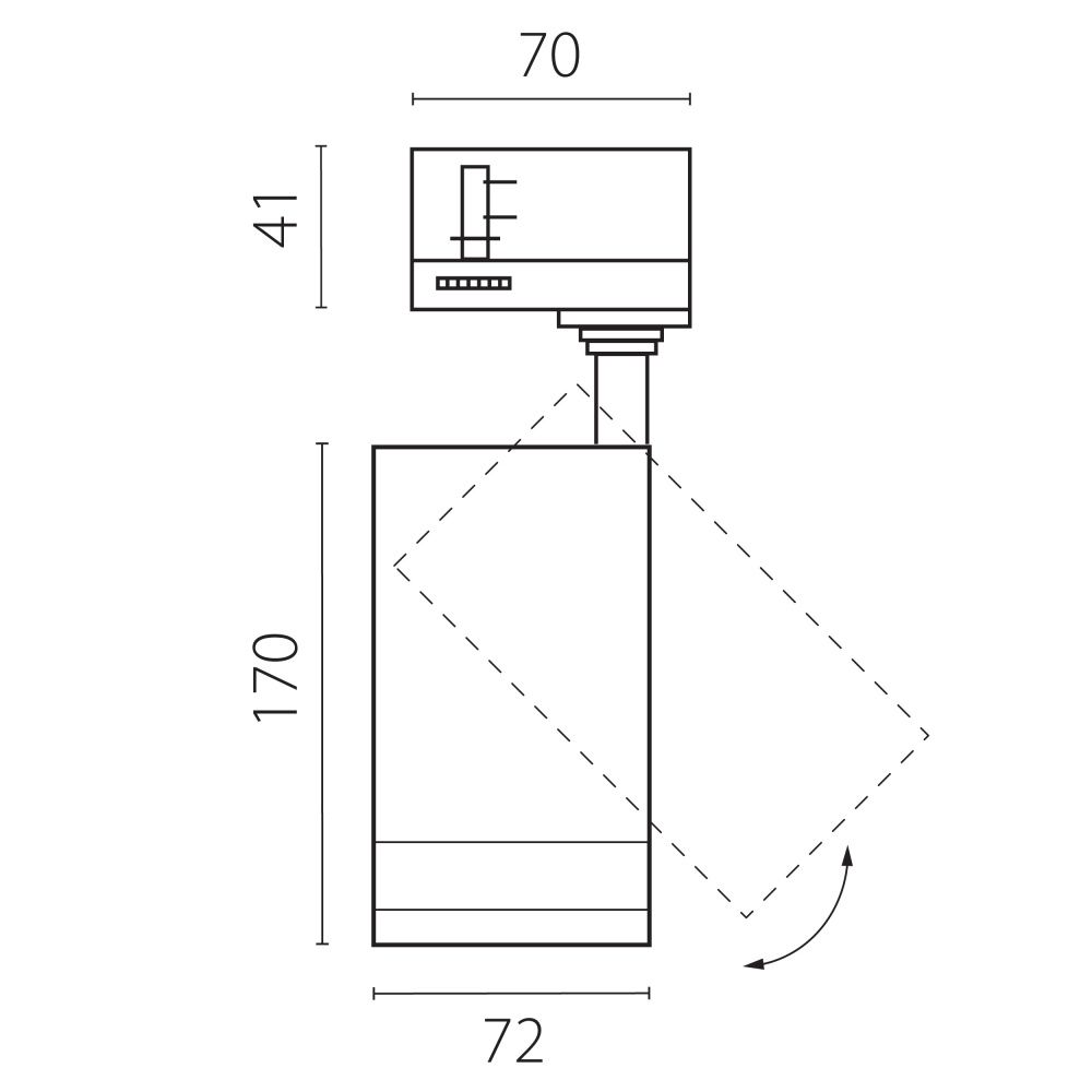 Светильник QUATTRO с адаптером *7,2*17 см, *20W, 2700-4200-6000K, Lightstar Canno Pro C4207QT, Черный