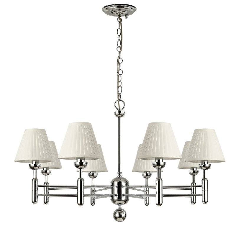 Подвесная люстра Favourite Avangard 2952-8P, D900*H540/1540, хром, плафоны из белой ткани