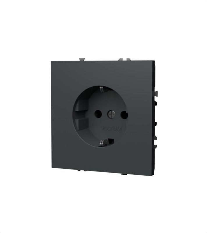 Розетка встраиваемая Voltum S70 с заземлением 16А, титан пластик Soft touch VLS040106
