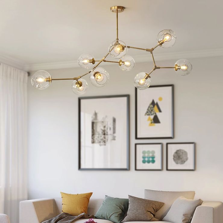 Люстра на штанге Адель Branching Bubble Chandelier L11 Black Amber 185*185*110 см, 11*E27*60W, ImperiumLoft 40,14, Чёрный