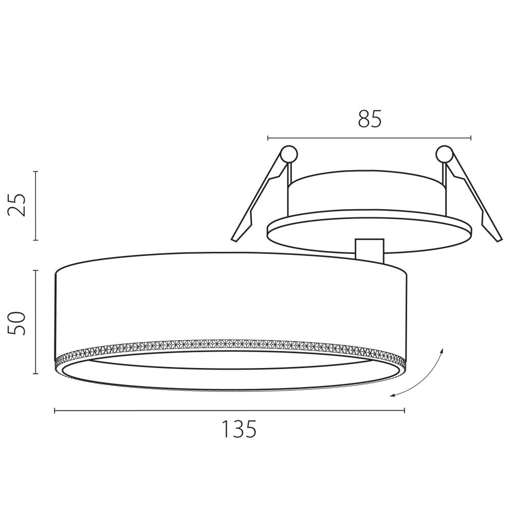 Светильник встраиваемый *13,5*5 см, *35W, 3000K, Lightstar Alta Pro A5736RS, Белый