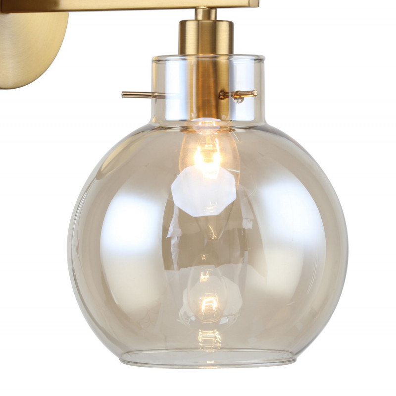 Бра Favourite Palear 2775-1W, D260*W160*H280, латунь, круглый плафон из стекла коньячного цвета