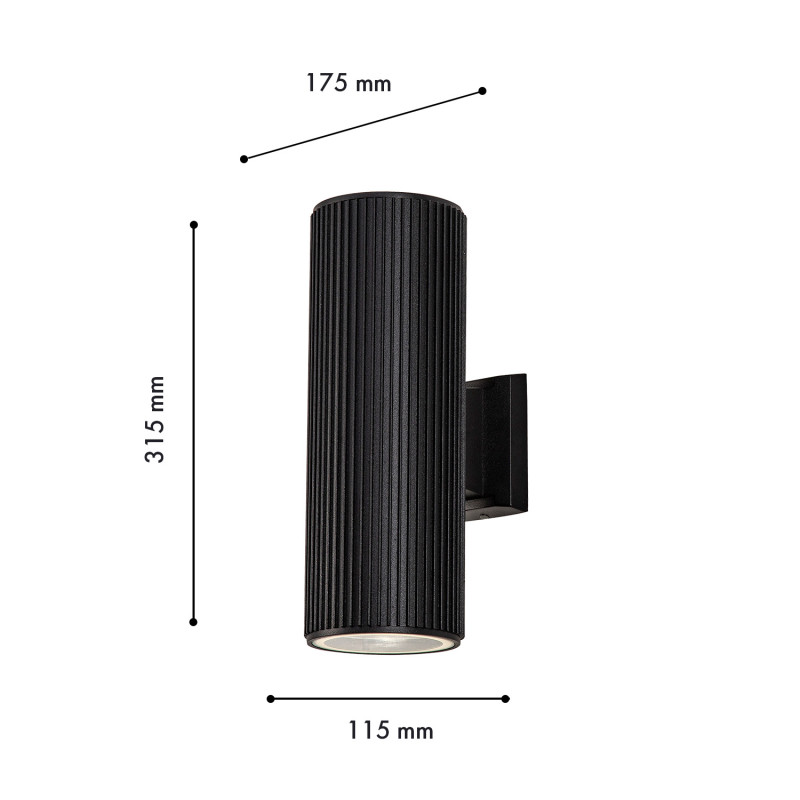 Светильник настенный 17,5*11,5*31,5 см, 80W, Favourite POLA 4513-2W черный