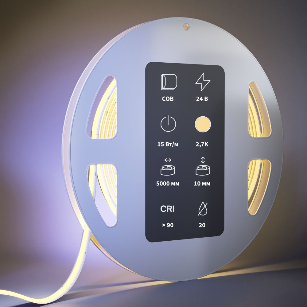 Светодиодная лента Ultra 24В COB 15Вт/м 2700K 5м IP 20 201223 Maytoni Technical, цена за метр, катушкой по 5 м