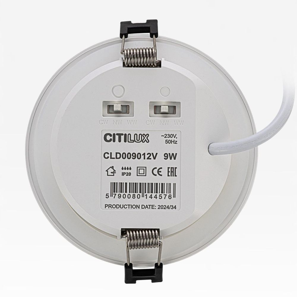 Встраиваемый светильник 8,5*10,9*-4,2 см, *LED*9W, 3000-4000-5500K, Citilux Tron CLD009012V, Белый