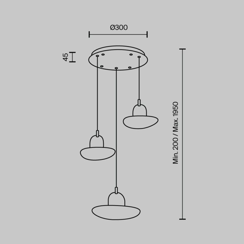 Подвесной светильник 33*33*195 см, LED 24W, 3000 / 6000K, Черный, Золото MODESTYLE MS.2326.3