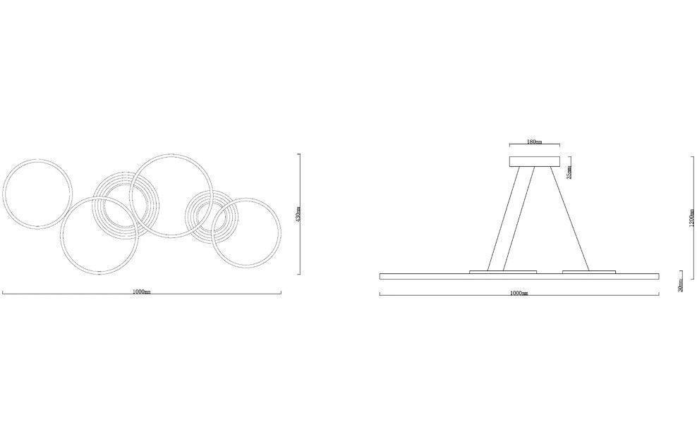 Подвесной светильник 100*43 см, LED, 110W, 3000-6000K, 15 м2 Arte Lamp Stardust A2452SP-100PB, Латунь