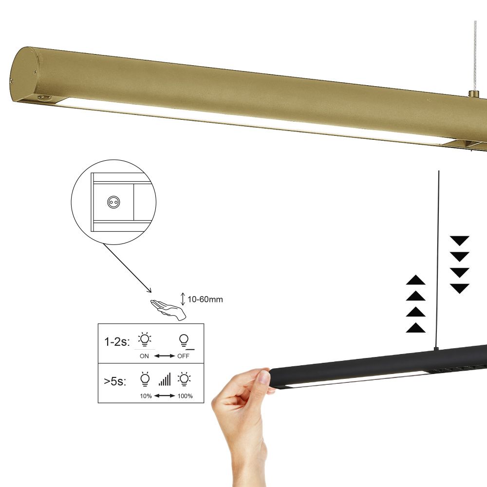 Подвесной светильник 120*8*15-150 см, *LED*24W, 3000K, Mantra Lineal MAN9035, черный