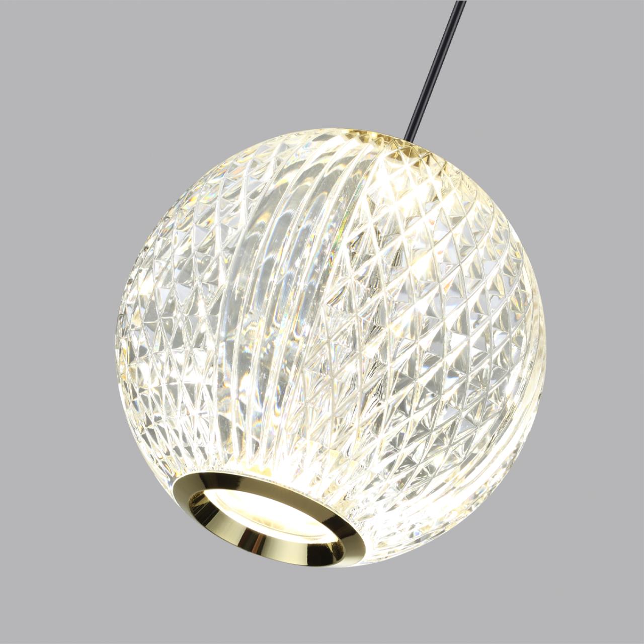 Подвес 11*11*263,5 см, 1 LED*5W, 4000 К, Odeon Light Crystal, золотой 5008/5LA