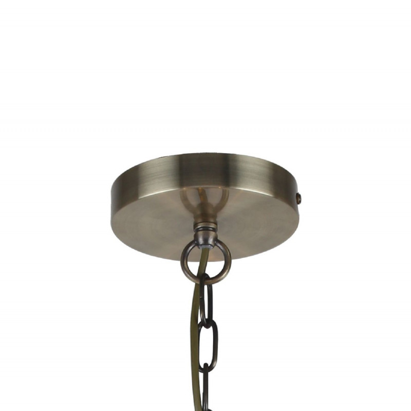 Подвесная люстра Favourite Castellum 2769-5P, D730*H520/1520, античная латунь, плафоны из ткани кремового цвета, декоративные элементы в виде хрустальных подвесок