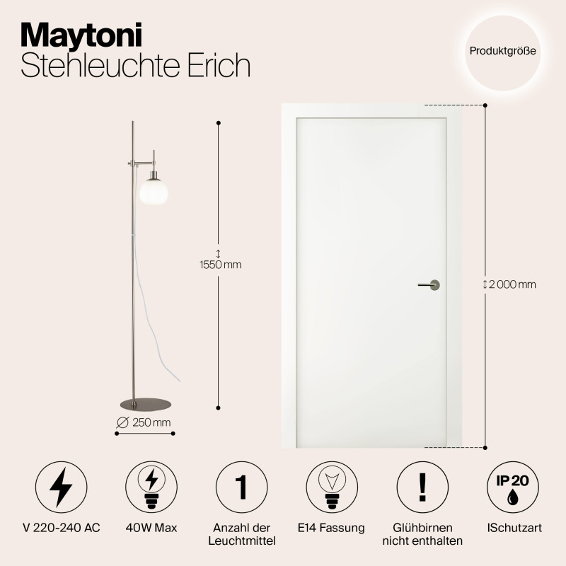 Торшер Maytoni Erich MOD221-FL-01-N, никель
