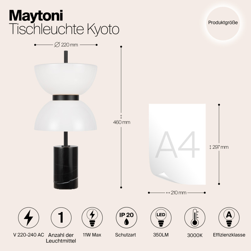Настольный светильник  22 см, LED 11W, 3000К, Черный Maytoni Kyoto MOD178TL-L11B3K
