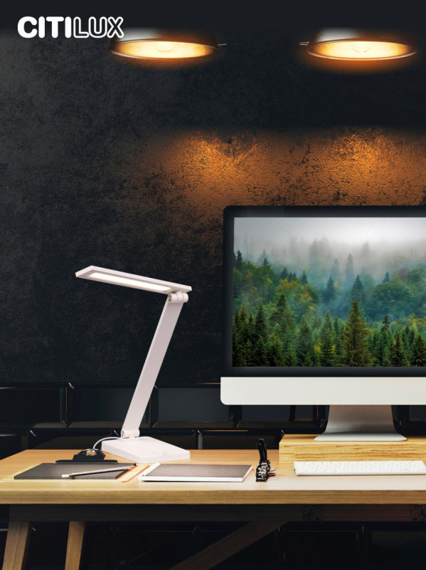 Светильник 16,5*11,5*38/65 см, 9W 4000K Citilux CL803080 Ньютон Белый, с USB