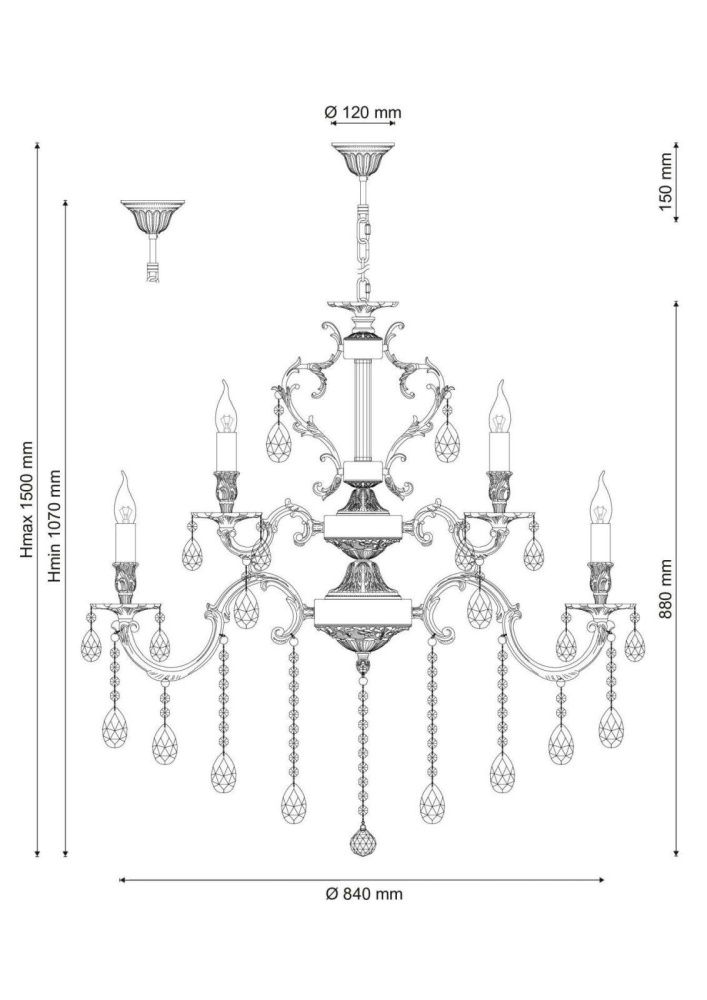 Люстра *84*150 см, 15*E14*60W, Lucia Tucci Barletta BARLETTA 1730.15 antique, бронзовый