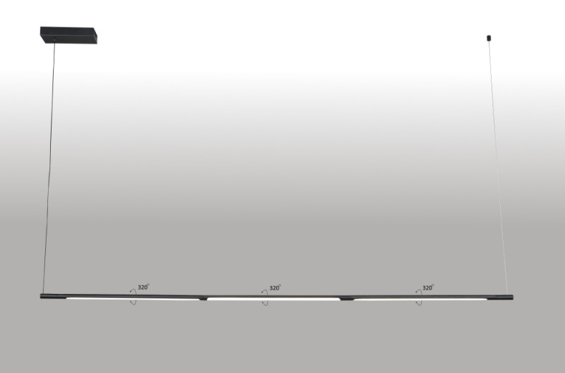 Светильник подвесной 3*11W, 3000K, 177*8 см, Crystal Lux LARGO SP33W L1770 BLACK Черный