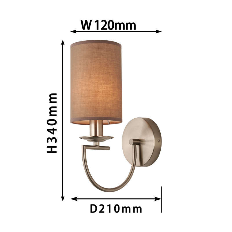 Бра Favourite Argo 2934-1W, D210*W120*H340, никеля, плафон из коричневой ткани