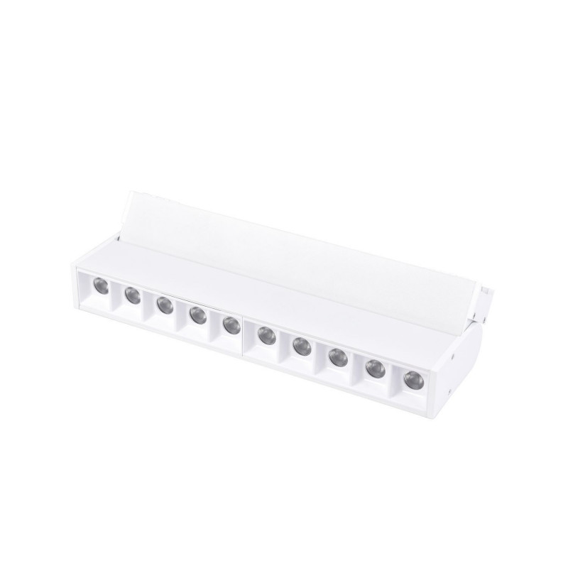 Потолочный светильник Favourite Unika 4142-2U, L270*W35*H105, магнитный светильник на шинопровод белого цвета с линией утопленных линз и поворотным механизмом, который позволяет менять направление светового поток