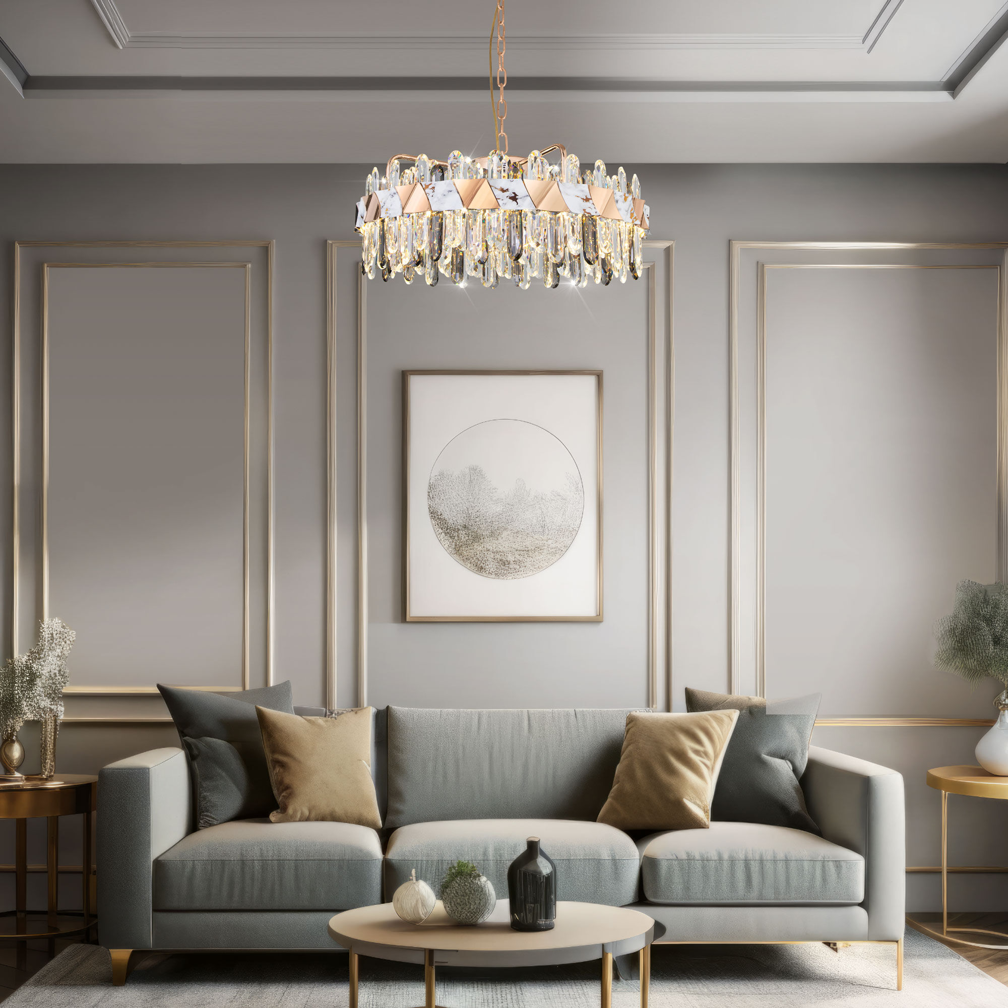 Подвесной светильник с хрусталем 62*62*121 см, *LED, 100W, 3000;4000;6000 Bogate's Jewel 419/1, золото
