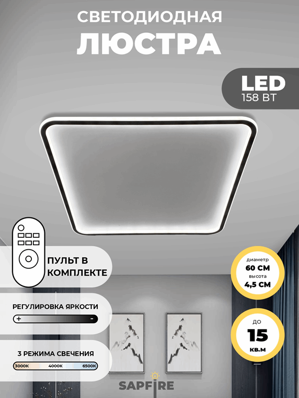Светильник потолочный SAPFIR SPF-9372 BLACK/ЧЕРНЫЙ D600/H45/2/LED/2*79W 2.4G BLACKLINE 22-12 (1).OTB
