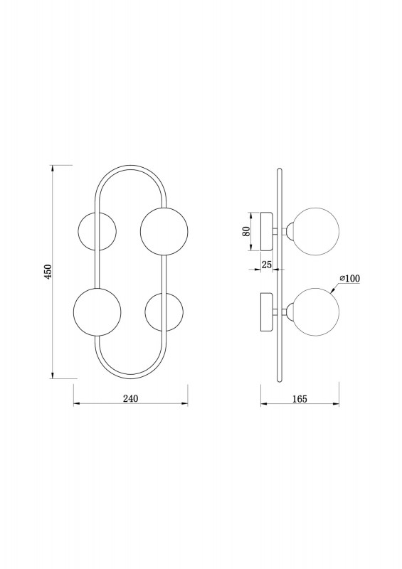 Бра 45 см, Freya Inversion FR5233WL-02BS, латунь