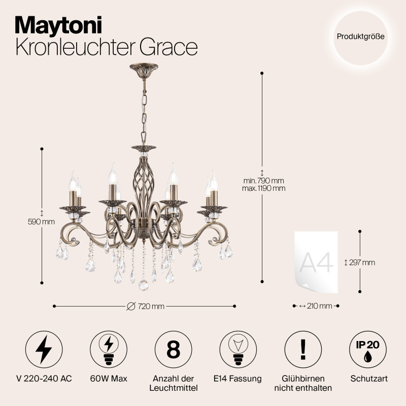 Люстра Maytoni RC247-PL-08-R бронза
