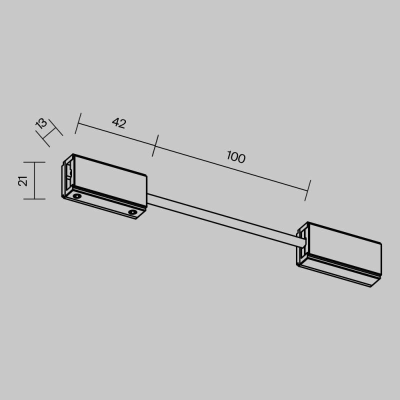 Коннектор питания гибкий Flexity 1,3*4,2*2,1 см, Maytoni Technical Accessories for tracks Flexity TRA200CPC-11B-10 черный