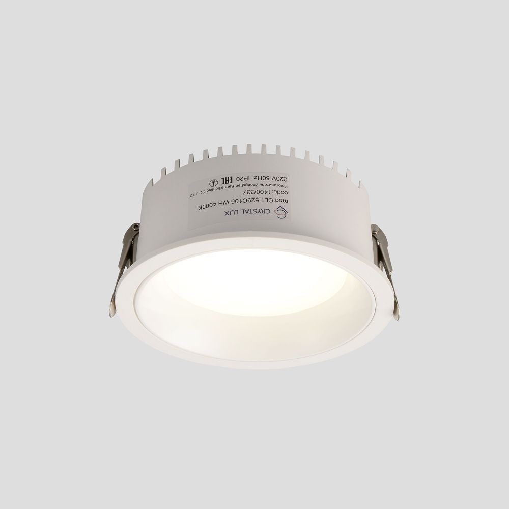 Светильник встраиваемый 10,5*4,5 см, вр 9,5 см, LED*9W, 4000K, Crystal Lux CLT 529 CLT 529C105 WH 4000K, Белый
