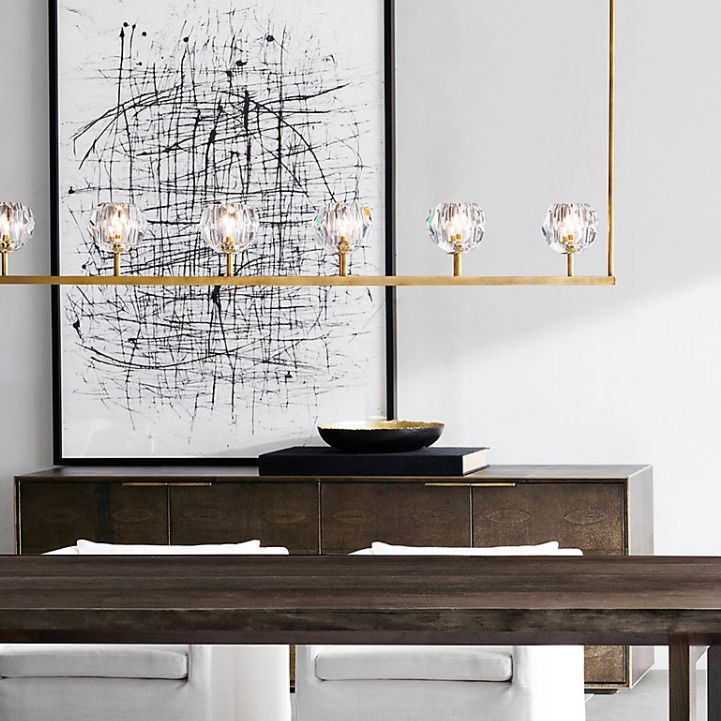 Люстра RH Boule De Cristal Linear Chandelier 6 Nickel 168*13*150 см, 6*E14*40W, ImperiumLoft 40,1222, Никель
