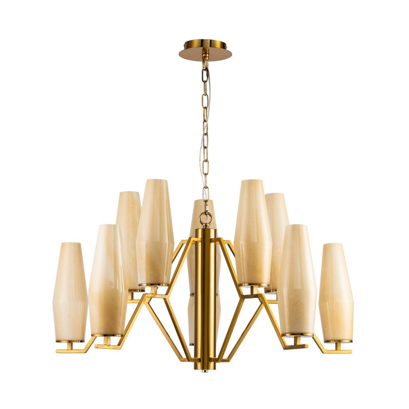 Подвесная люстра Favourite Figuris 2872-10P, D900*H510/1510, латунь, выдувные плафоны дуплекс из стекла кремового цвета выполнены по Муранской технологии
