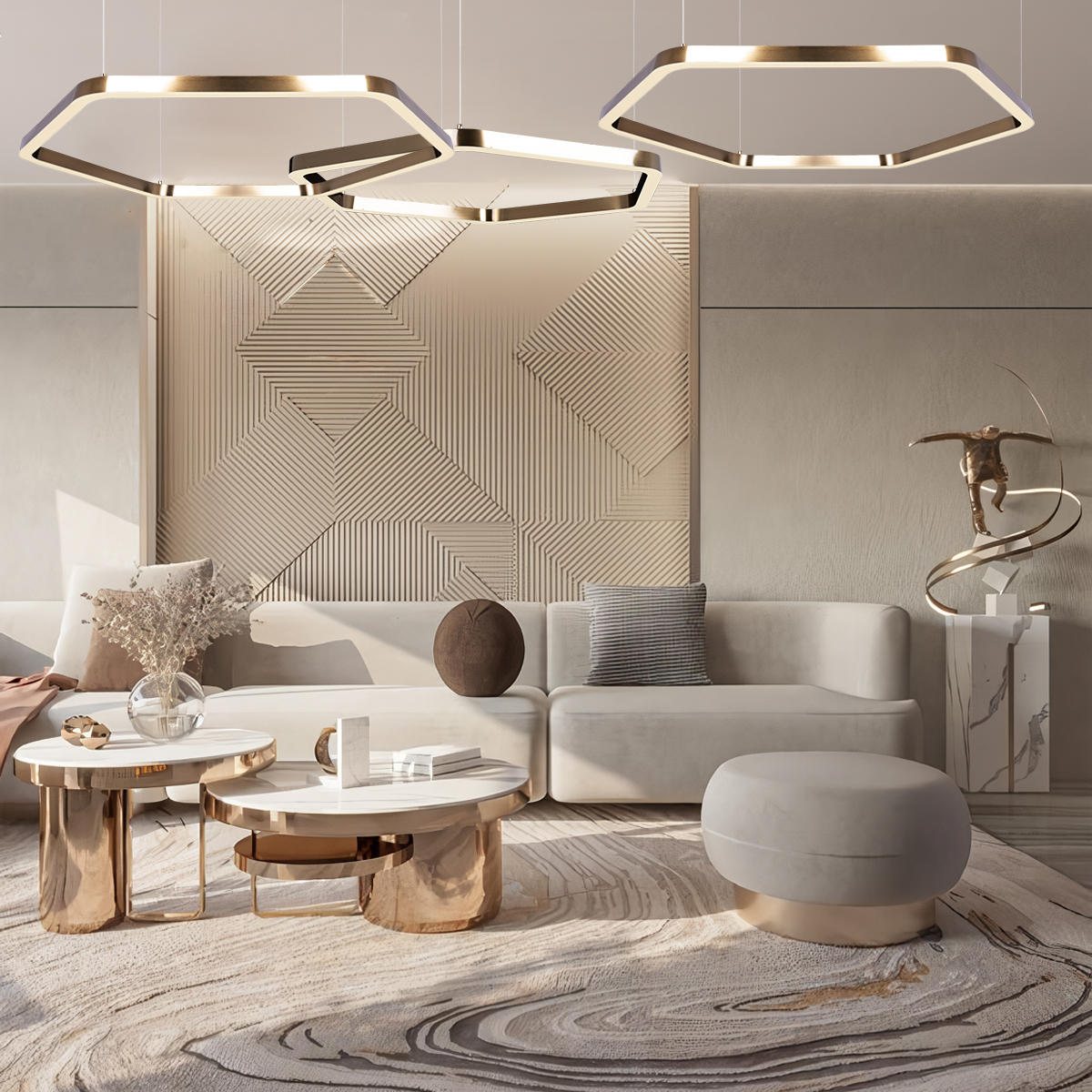 Светильник 80 см, 50W, 3000K, Loft It Titanium 10243M Gold, золото