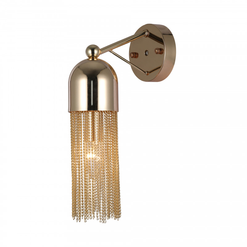 Бра Favourite Zaria 2739-1W, D180*W100*H345, каркас золотого цвета, купол плафона украшен каскадом тонких золотых цепочек