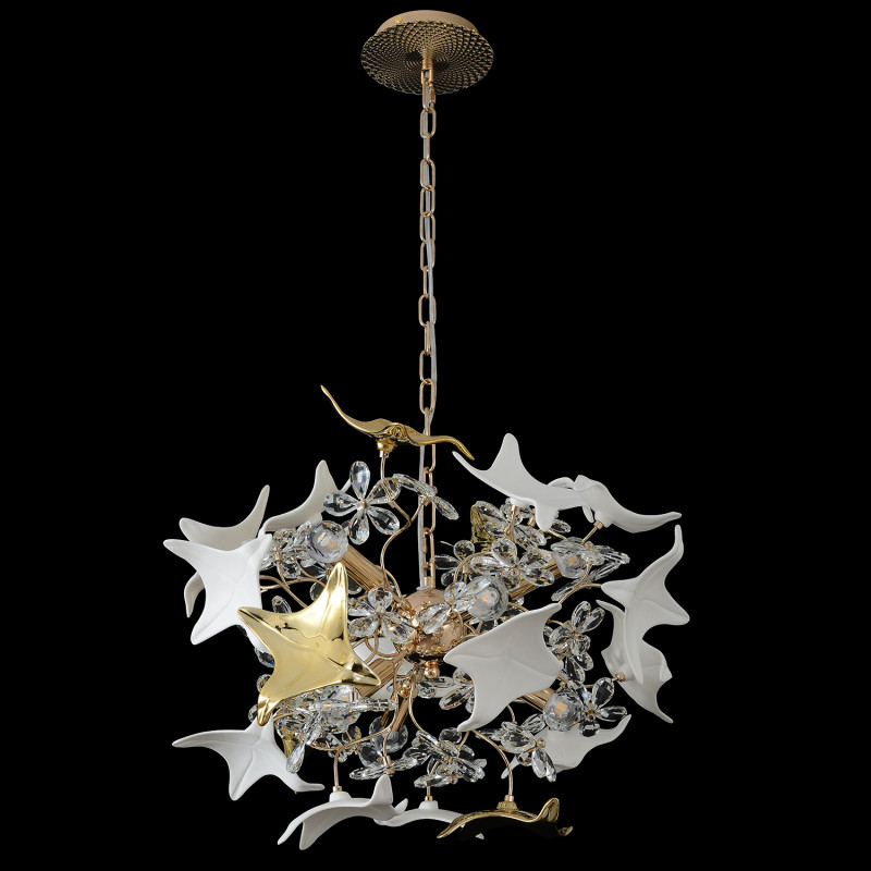 Подвесная люстра 52*175 см, 9*E14, 360W, Crystal Lux LETISIA SP9 GOLD золотой