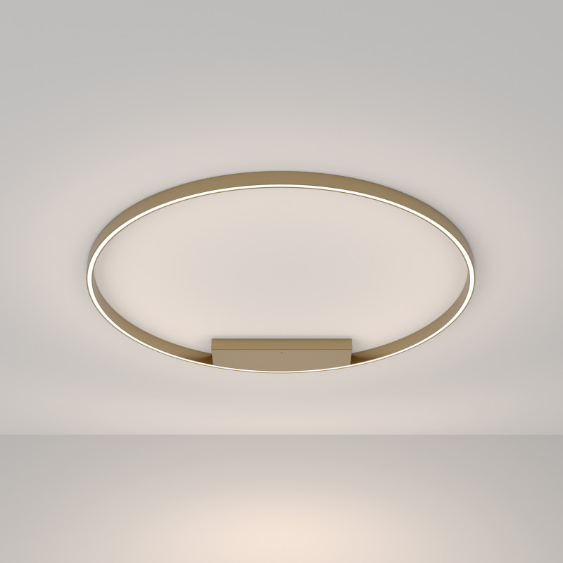 Накладной светильник 100*100*3,5 см, LED, 59W, 2600К-3500К, Maytoni Rim MOD058CL-L65BSK латунный