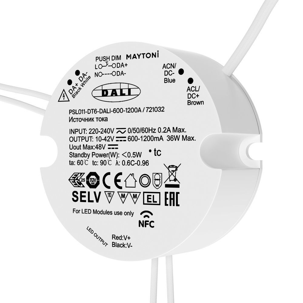 Источник тока DALI NFC DT6 36Вт 600-1200А Maytoni 721032