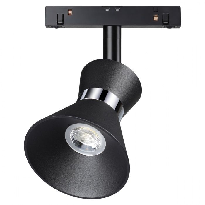 Трековый светильник Novotech Flum 358400, 10W LED, 4000K, черный-хром
