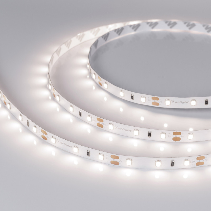Лента RT-A60-8mm 12V Day4000 (4.8 W/m, IP20, 2835, 5m) (Arlight, Открытый) 011568(2). Цена указана за 5 метров. Продается кратно 5 метрам.