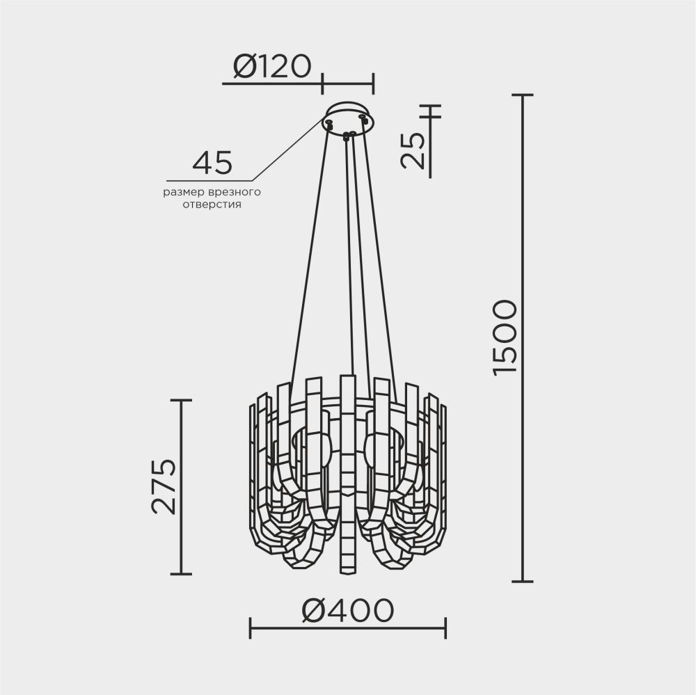 Подвесная люстра 40*60/140 см, 9*G9 MODELUX ML.6621.9 BS латунь