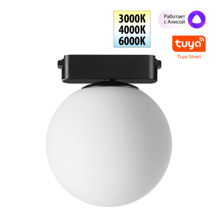 Трековый светильник 12 см, 6W, 3000-6000K, Novotech Easy Shino 359478, черный