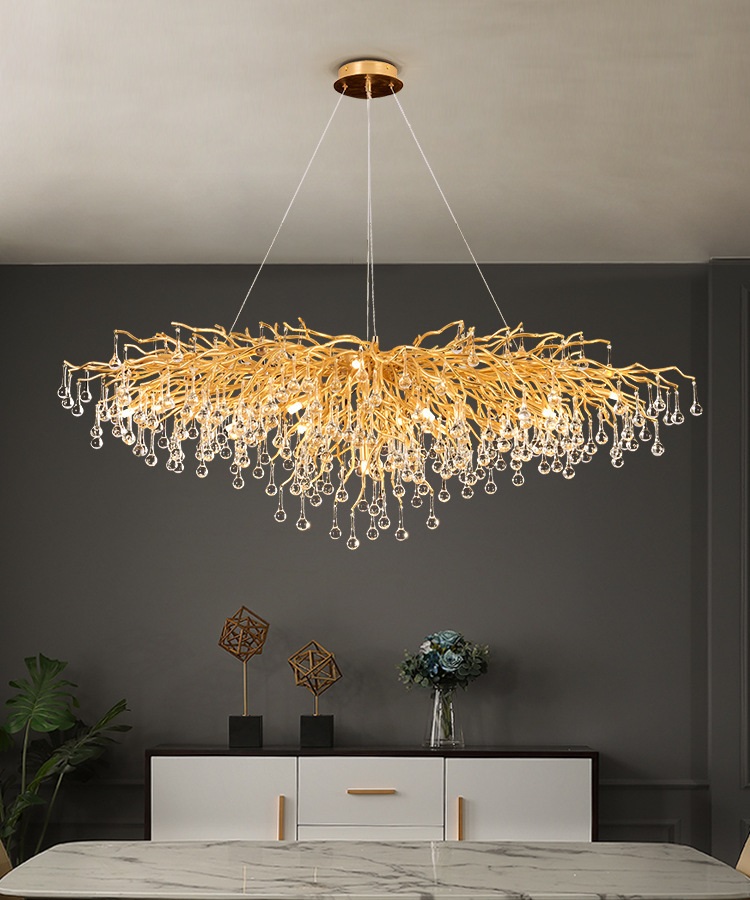 Светильник ElegantLight DZN-8262 GOLD/ЗОЛОТО D1800*800/H500/20/E14/10W RAIN 22-10