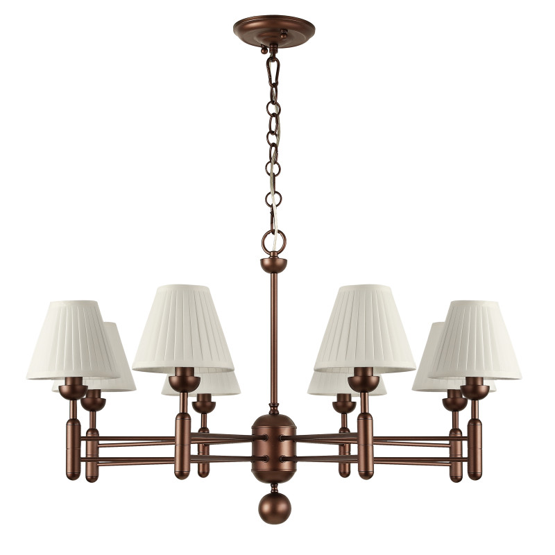 Подвесная люстра Favourite Avangard 2953-8P, D900*H540/1540, каркас золотисто-коричневого цвета, плафоны из белой ткани