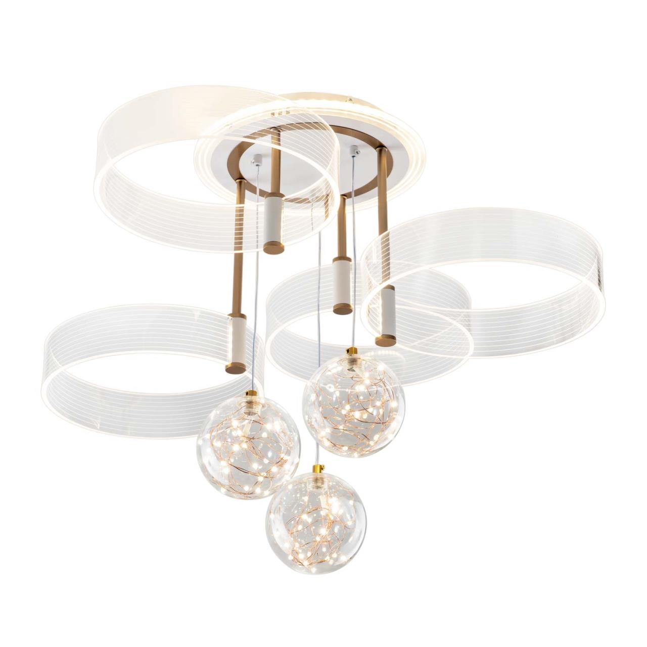 Потолочный cветильник 75*70*35/60 см, LED 33W 3000-6000K LED4U L1040-750 WT белый/золото