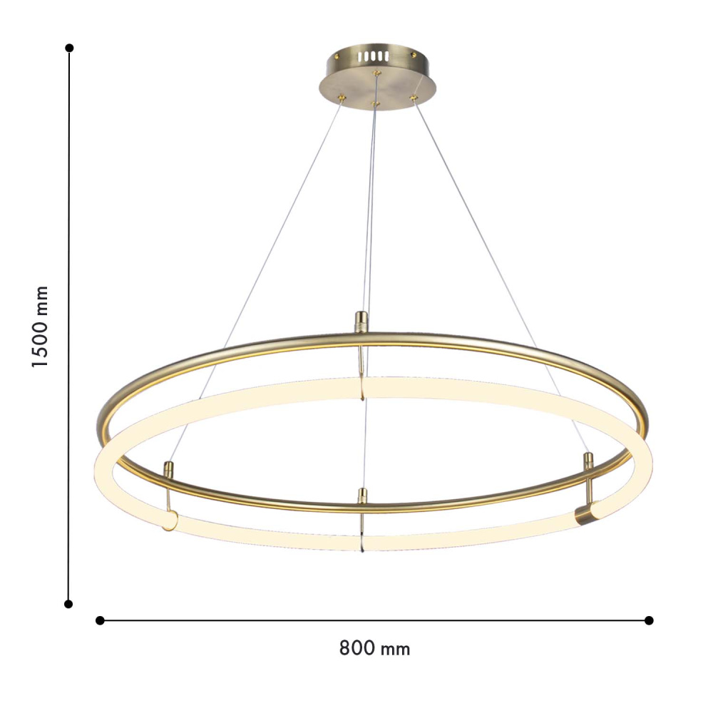 Подвесная люстра 80*20-150 см, 8*LED, 30W, 4000K, Favourite Girth 4629-8P, золотой