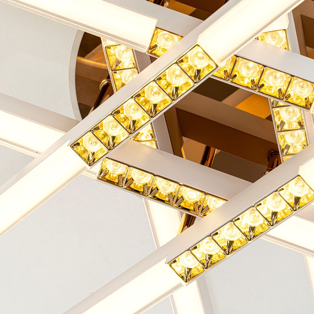 Светильник 70*70*15 см, LED*80W, 3000-6000K, Modelux  MDL.9374.600CL WH, Белый, Золото